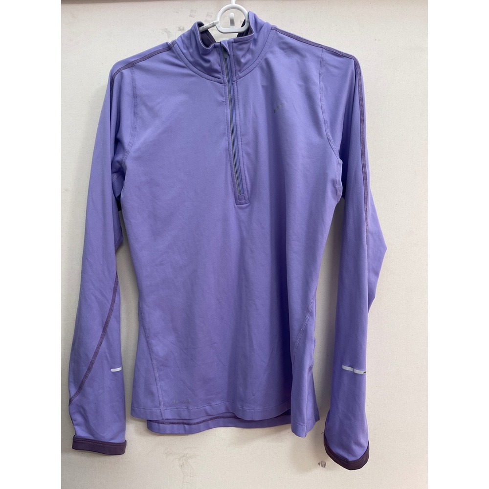 Nike Dri-FIT Element Half Zip Running Top Purple Long Sleeve Womens Small
